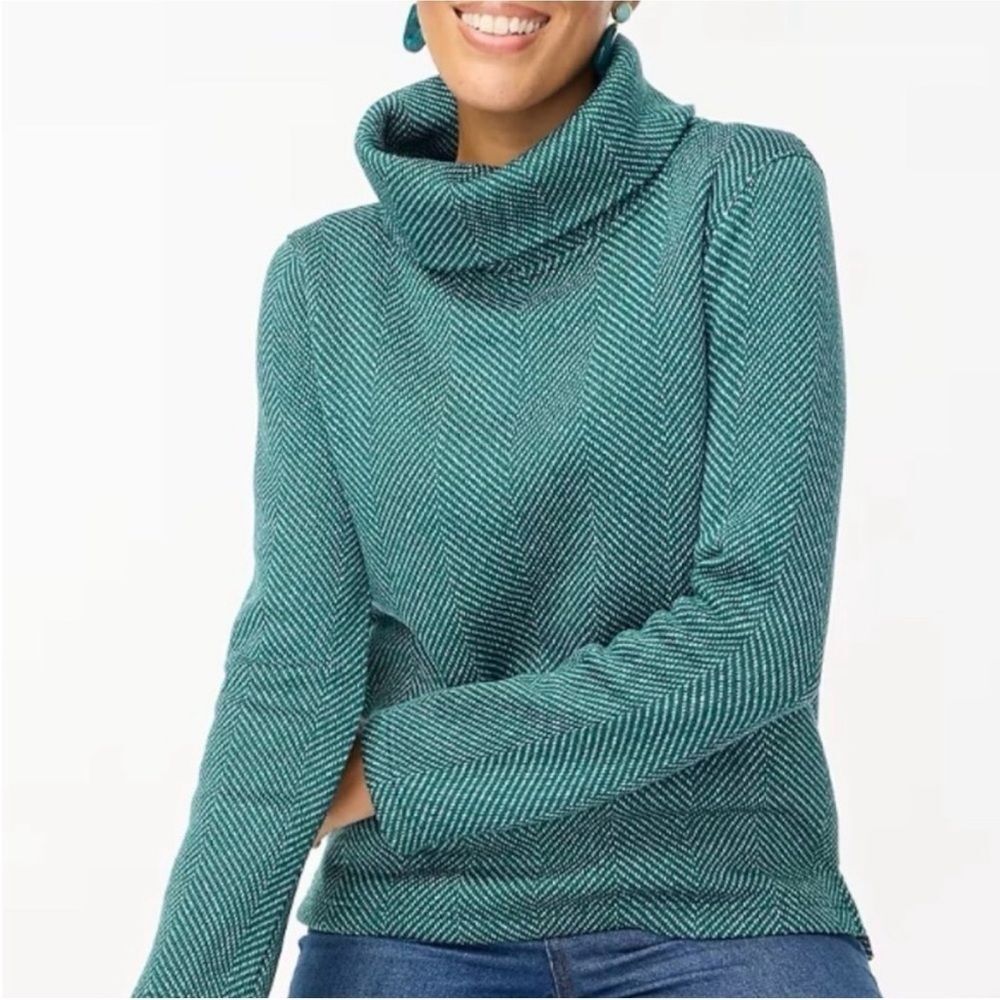 J. Crew Women’s Long Sleeve Funnel Neck Pullover Sweater Green XL‎